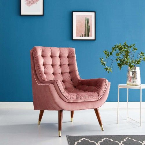 Modern Dusty Rose Button Tufted Velvet Lounge Chair Suggest 