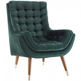 Modern Green Button Tufted Velvet Lounge Chair Suggest 