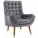 Modern Gray Button Tufted Velvet Lounge Chair Suggest