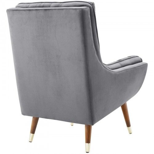 Modern Gray Button Tufted Velvet Lounge Chair Suggest 