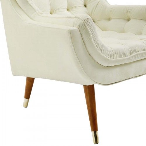Modern Ivory Button Tufted Velvet Lounge Chair Suggest 
