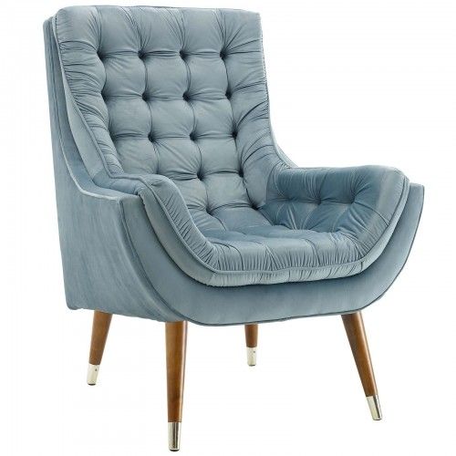 Modern Light Blue Button Tufted Velvet Lounge Chair Suggest 