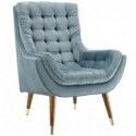 Modern Light Blue Button Tufted Velvet Lounge Chair Suggest