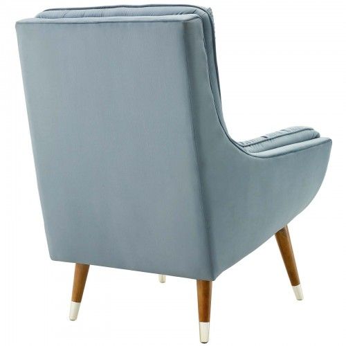 Modern Light Blue Button Tufted Velvet Lounge Chair Suggest 