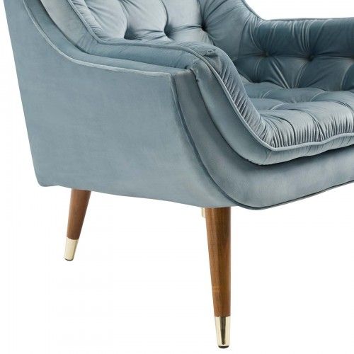 Modern Light Blue Button Tufted Velvet Lounge Chair Suggest 