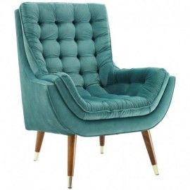 Modern Teal Button Tufted Velvet Lounge Chair Suggest