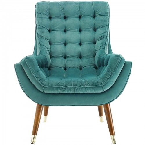 Modern Teal Button Tufted Velvet Lounge Chair Suggest 