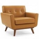 Modern Tan Top-Grain Leather Living Room Lounge Armchair Engage