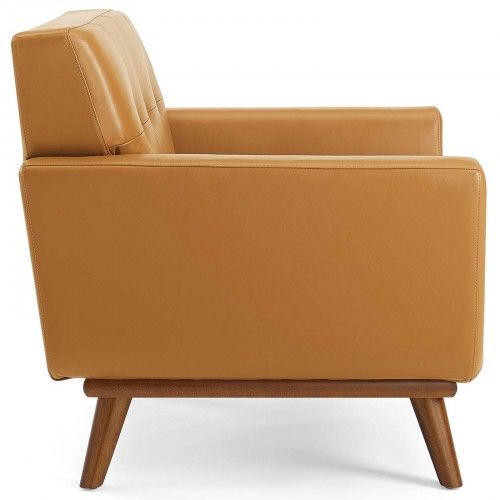 Modern Tan Top-Grain Leather Living Room Lounge Armchair Engage 