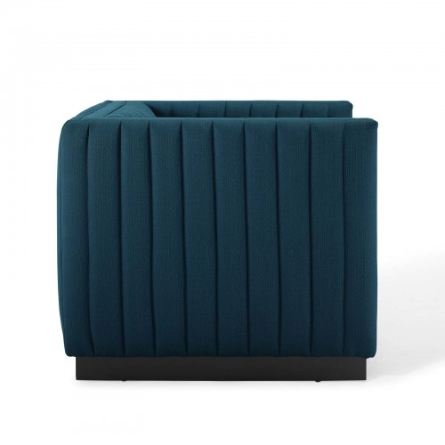 Modern Azure Tufted Fabric Armchair Perception