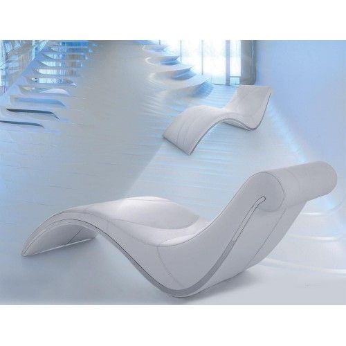 Modern White Leather Lounge Chaise Essex