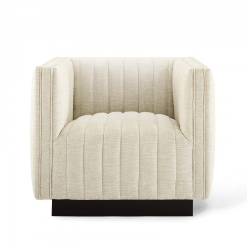 Modern Beige Tufted Fabric Armchair Perception