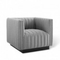 Modern Swivel Light Gray Tufted Fabric Armchair Perception