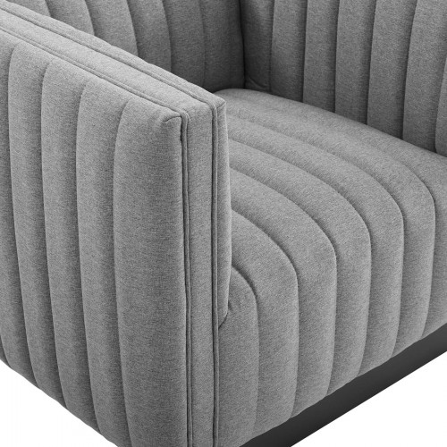Modern Light Gray Tufted Fabric Armchair Perception