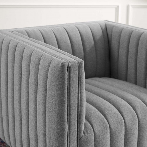 Modern Light Gray Tufted Fabric Armchair Perception