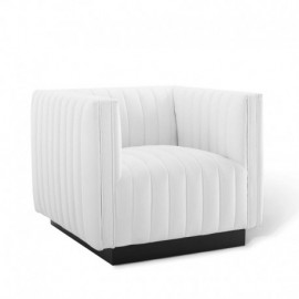 Modern White Tufted Fabric Armchair Perception