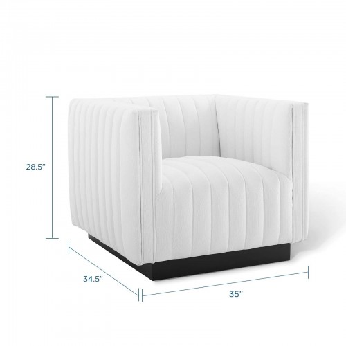 Modern White Tufted Fabric Armchair Perception Modway Furniture - 2