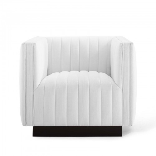 Modern White Tufted Fabric Armchair Perception Modway Furniture - 5