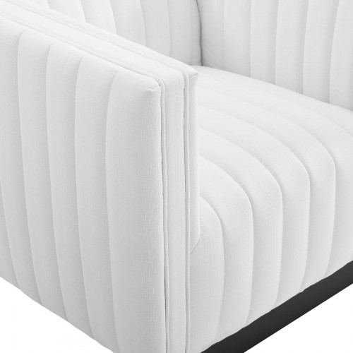 Modern White Tufted Fabric Armchair Perception Modway Furniture - 6