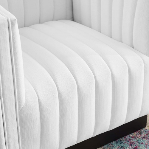 Modern White Tufted Fabric Armchair Perception Modway Furniture - 7