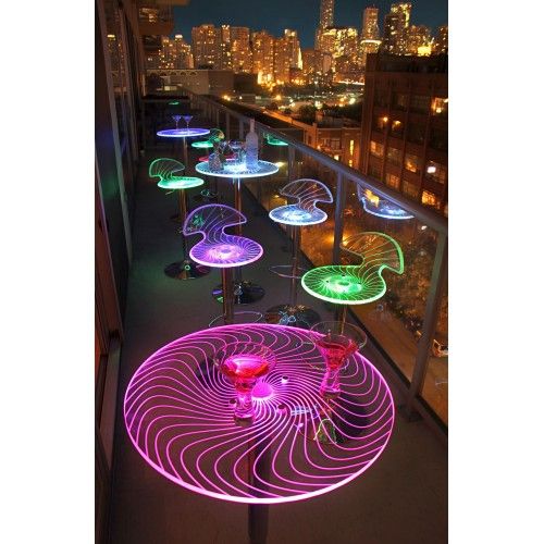 Light Up and Height Adjustable Contemporary Bar Table in Multi Spyra 