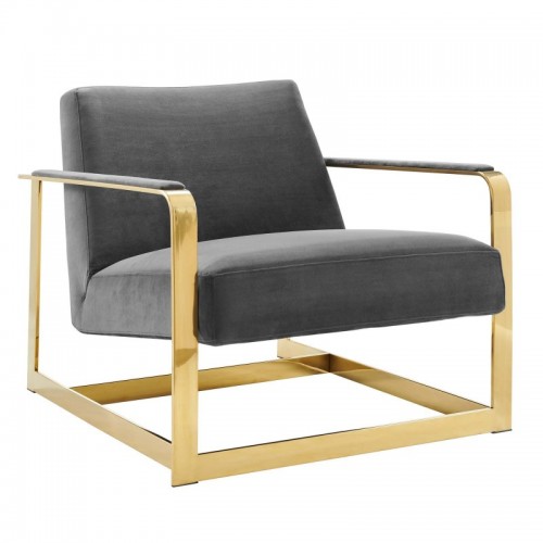 Modern Grey Velvet Accent Chair Seg
