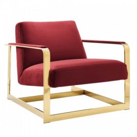 Modern Maroon Velvet Accent Chair Seg