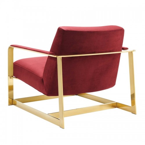 Modern Maroon Velvet Accent Chair Seg
