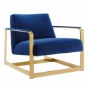 Modern Navy Blue Velvet Accent Chair Seg