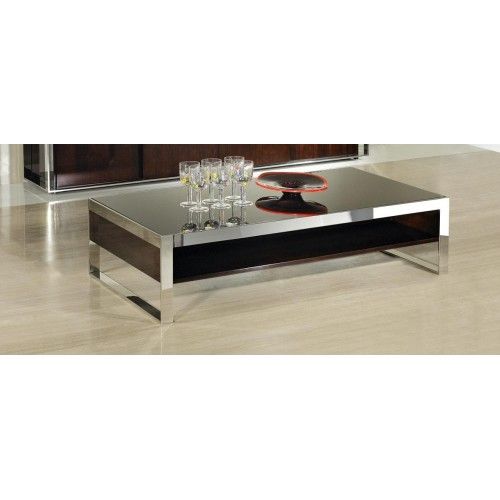 Contemporary ebony lacquer rectangular coffee table Iyo