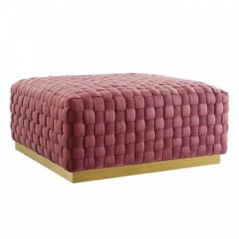 Modern Square Dusty Rose Velvet Ottoman Florence