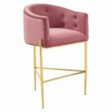 Modern Tufted Dusty Rose Velvet Bar Stool Savour