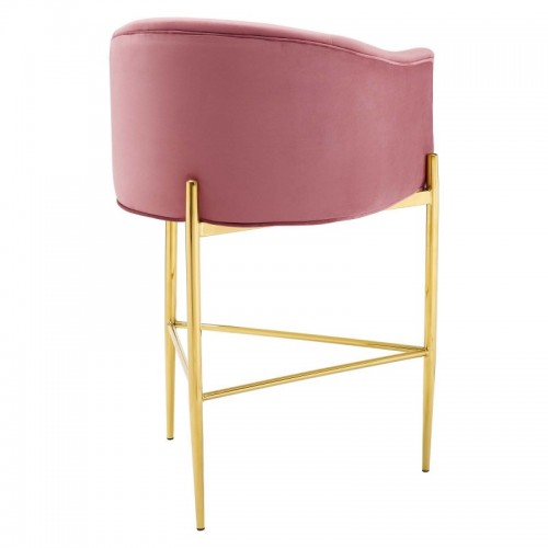 Modern Tufted Dusty Rose Velvet Bar Stool Savour