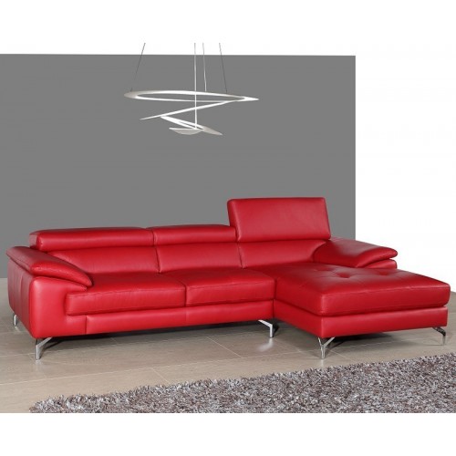 Modern Premium Leather Sectional Sofa Lux in Red