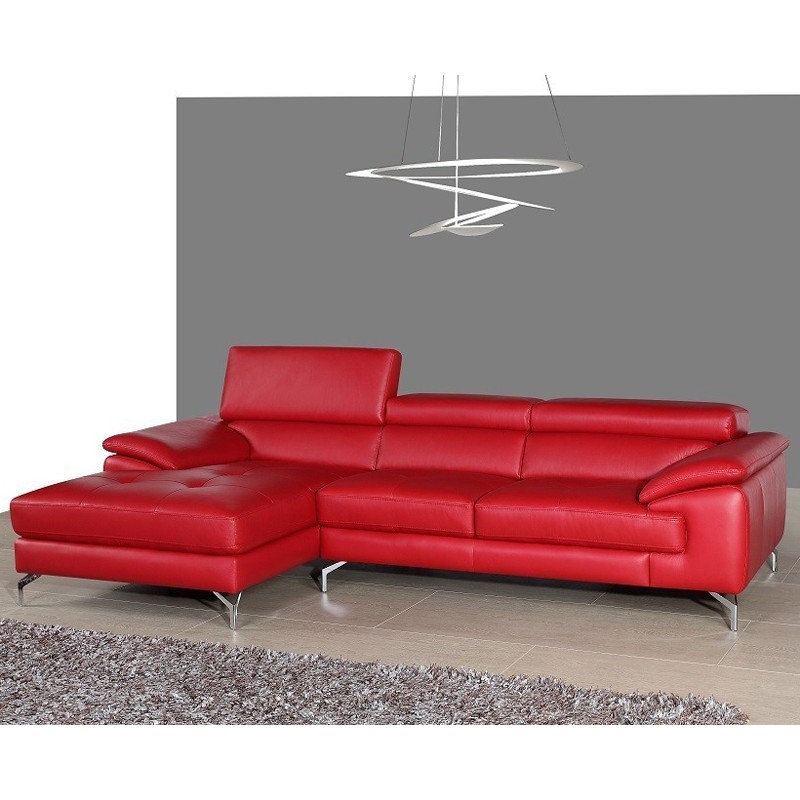 Modern Premium Leather Sectional Sofa, Red Leather Sectional Sofa