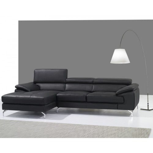 Modern Premium Leather Sectional Sofa Lux in Black