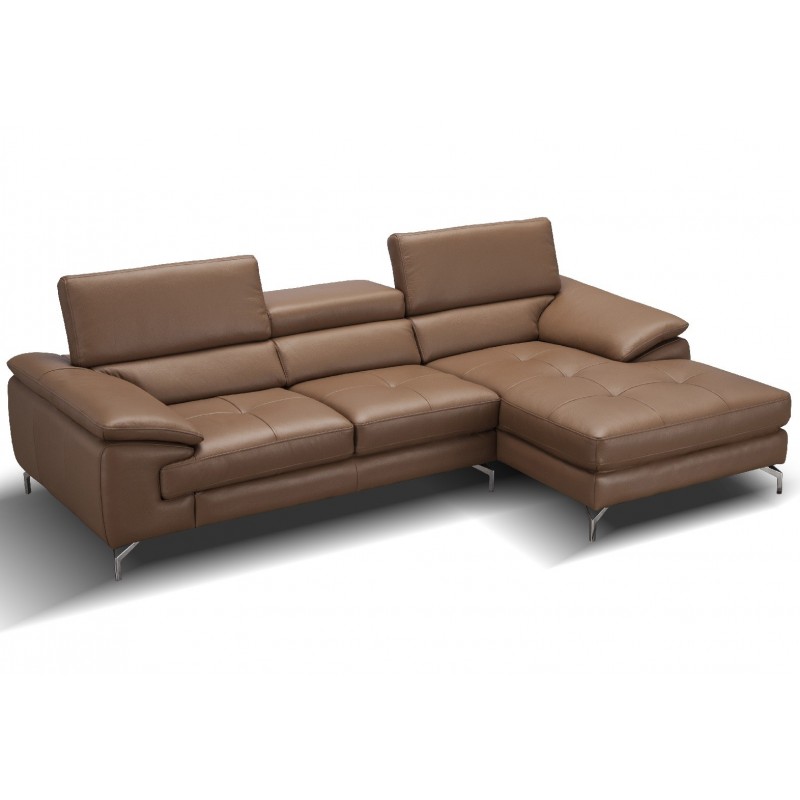 Modern Premium Leather Sectional Sofa, Caramel Leather Sectional