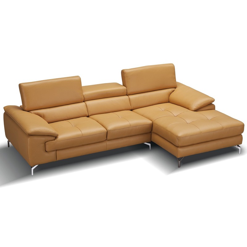 Modern Premium Leather Sectional Sofa, Blue Leather Sectional Sofa