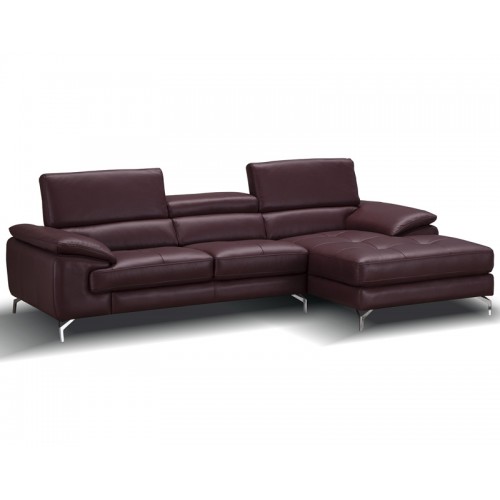 Modern Premium Leather Sectional Sofa Lux in Maroon