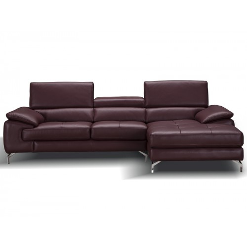 Modern Premium Leather Sectional Sofa Lux in Maroon