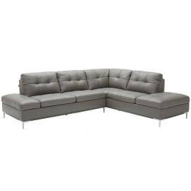 Modern grey leather sectional with storage Angela