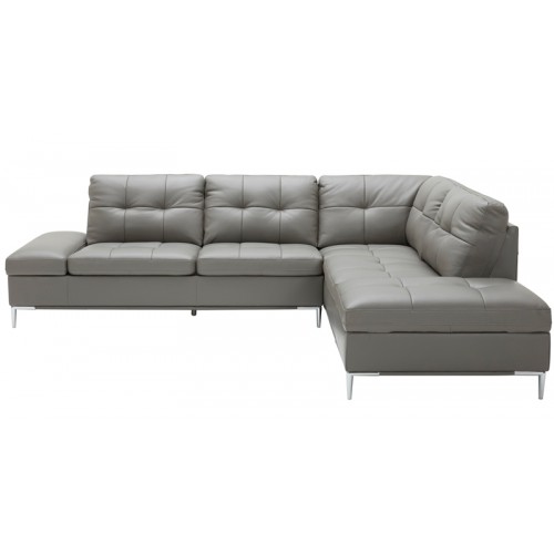 Modern grey leather sectional with recliner Angela