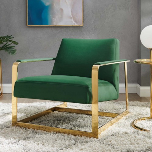 Modern Emerald Velvet Accent Chair Seg