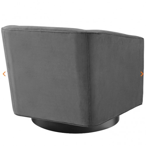 Modern Grey Velvet Swivel Lounge Chair Twist