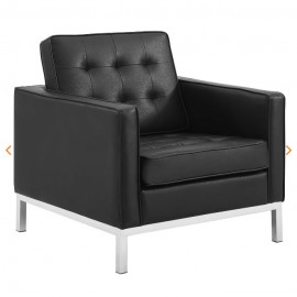 Modern black faux leather club chair Loft
