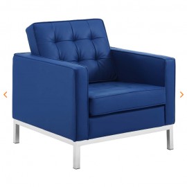 Modern blue faux leather club chair Loft