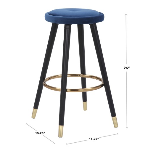 Set of 2 Modern Blue Velvet Counter stools Cavalier