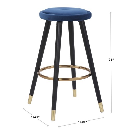 Set of 2 Modern Grey Velvet Counter stools Cavalier