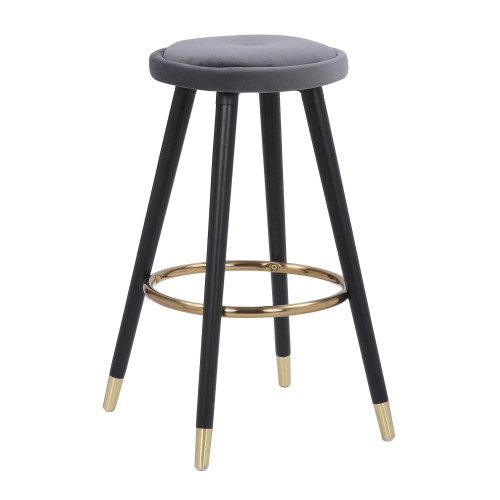 Set of 2 Modern Grey Velvet Counter stools Cavalier