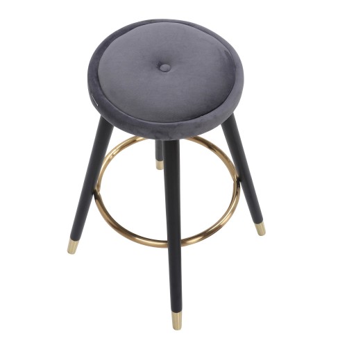 Set of 2 Modern Grey Velvet Counter stools Cavalier